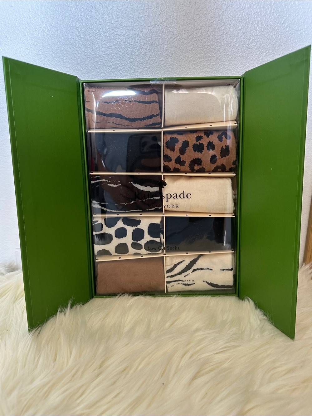 kate spade Animal Print Low-Cut Sock Set - Brown, Beige, Black